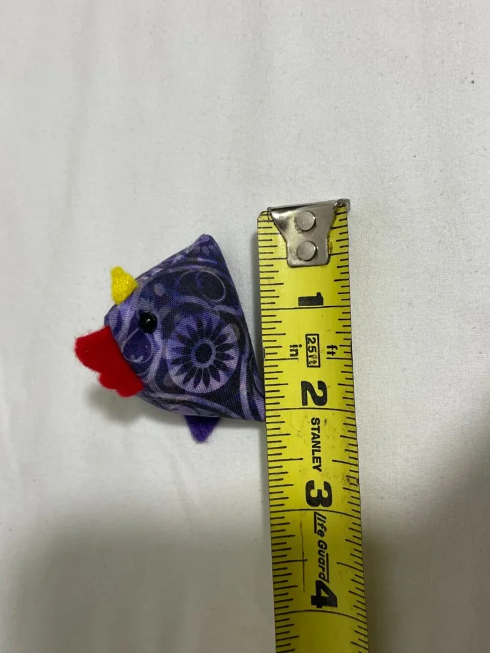 Handmade Mini Chicken Pincushion Purple Floral Fabric Hen Sewing Notion 2”